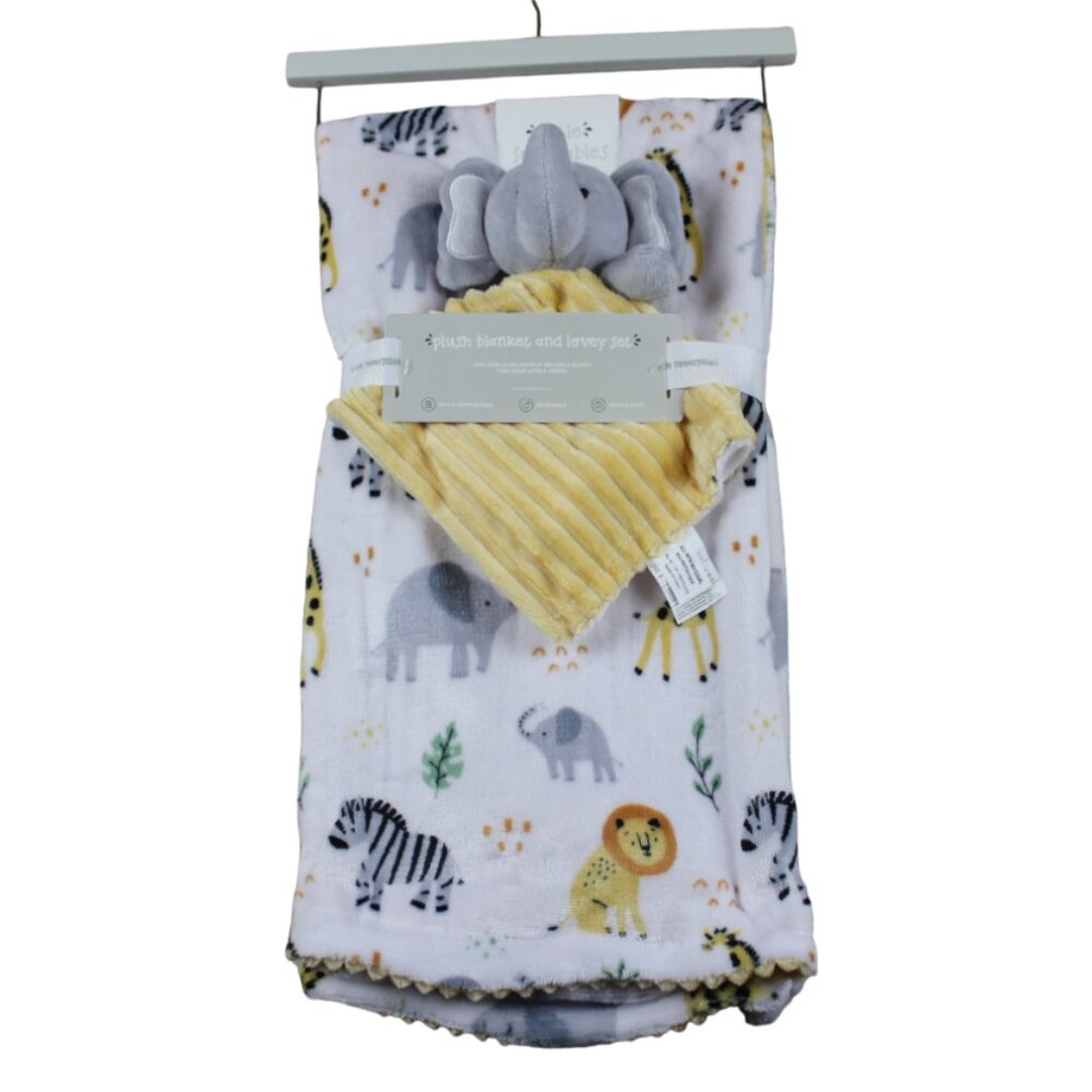 Little Snuggables Elephant Security Blanket Set Baby Safari SL Home Fashions NWT